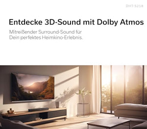 Denon DHT-S218 2.1 Soundbar mit Dolby Atmos, integrierten Subwoofer, Bluetooth® Low Energy (LE) Audio, 4K UHD, und HDMI ARC, Schwarz