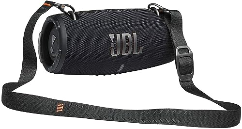 JBL Xtreme 3 kabelloser, tragbarer, wasserdichter Lautsprecher mit Bluetooth und Ladekabel in Schwarz