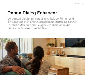 Denon DHT-S218 2.1 Soundbar mit Dolby Atmos, integrierten Subwoofer, Bluetooth® Low Energy (LE) Audio, 4K UHD, und HDMI ARC, Schwarz