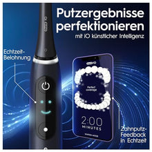 Lade das Bild in den Galerie-Viewer, Oral-B iO Series 8 Plus Edition Doppelpack Elektrische Zahnbürste/Electric Toothbrush, PLUS 4 Aufsteckbürsten, 6 Modi für Zahnpflege, Reiseetui, Designed by Braun, black/violet
