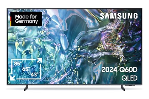 Samsung QLED 4K Q60D Fernseher 50 Zoll, Samsung TV GQ50Q60DAUXZG Quantum Prozessor Lite 4K, 100 % Farbvolumen, 4K Upscaling, Samsung Tizen OS, Smart TV, GQ50Q60DAUXZG, Deutsches Modell [2024]