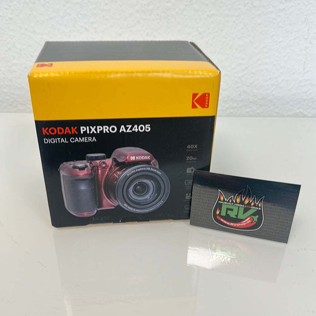 KODAK Pixpro Astro Zoom AZ405 - Digitale Bridge-Kamera, 40X Zoom, 24-mm-Weitwinkel, 20 Megapixel, 3-Zoll-LCD, Full HD 1080p Video, OIS, AA-Batterien - Rot