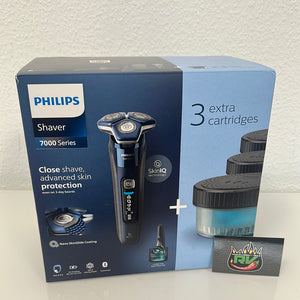 Philips Shaver Series 7000 – Elektrischer Nass- und Trockenrasierer für Herren mit ausklappbarem Trimmer, Reinigungsstation, 4 x Reinigungskartuschen, Ladestation & Reiseetui (Modell S7885/63)